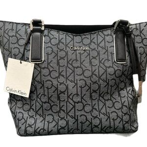NEW Retail $178 Calvin Klein Monogram Black and Gray Tote Purse